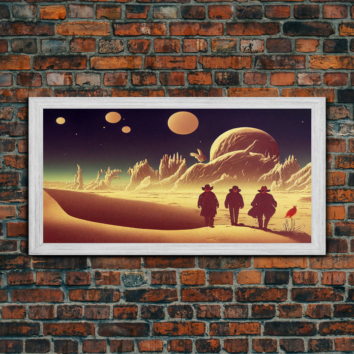 Space Cowboys, Psychedelic Scifi Art, Wall Decor, Ready To Hang Framed Canvas Print, Oversize Wall Art