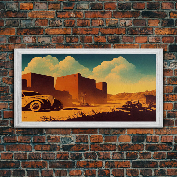 Abandoned Art, 1940s Abandoned pueblo style villa, Wall Decor, Ready To Hang Framed Canvas Print, Oversize Wall Art