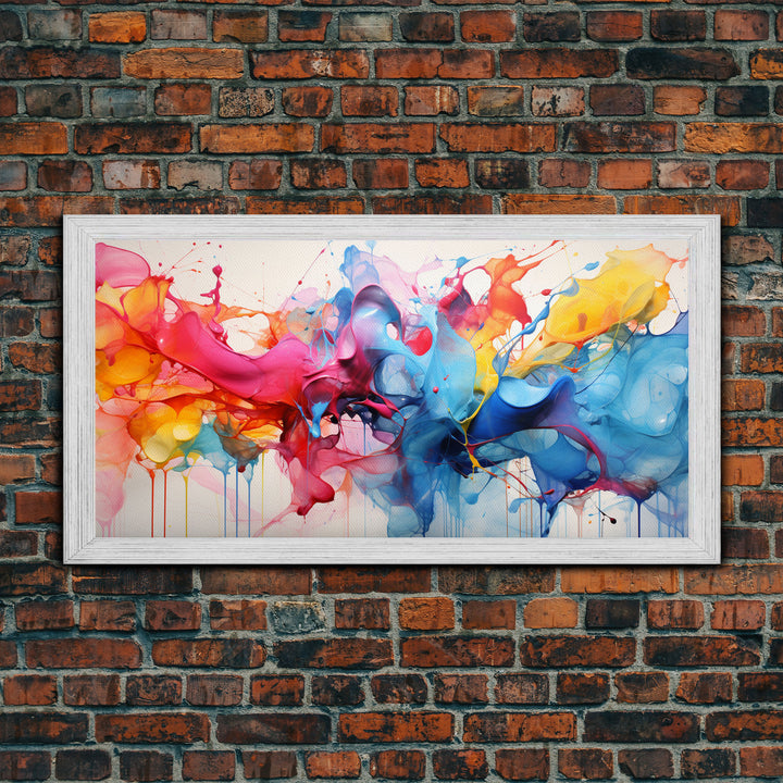 Set of 3 Alcohol Ink Wall Art, Color Explosion Framed Print Canvas Wall Art, Modern Abstract Alcohol Ink Painting Canvas Art for Living Room