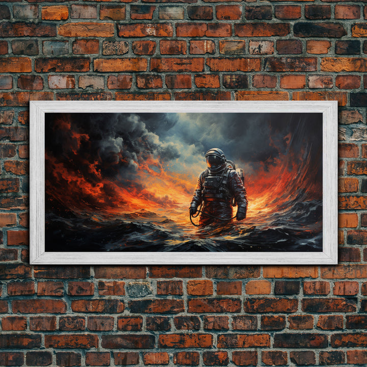 Framed Canvas Print - Marooned - Astronaut Stranded on an Alien Planet, Scifi Wall Art, Science Fiction, Dystopian Space Travel Art