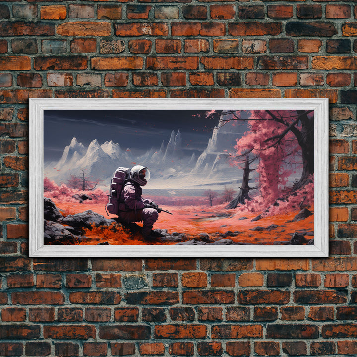 Framed Canvas Print - Stranded - Astronaut Stranded on an Alien Planet, Scifi Wall Art, Science Fiction, Dystopian Space Travel Art