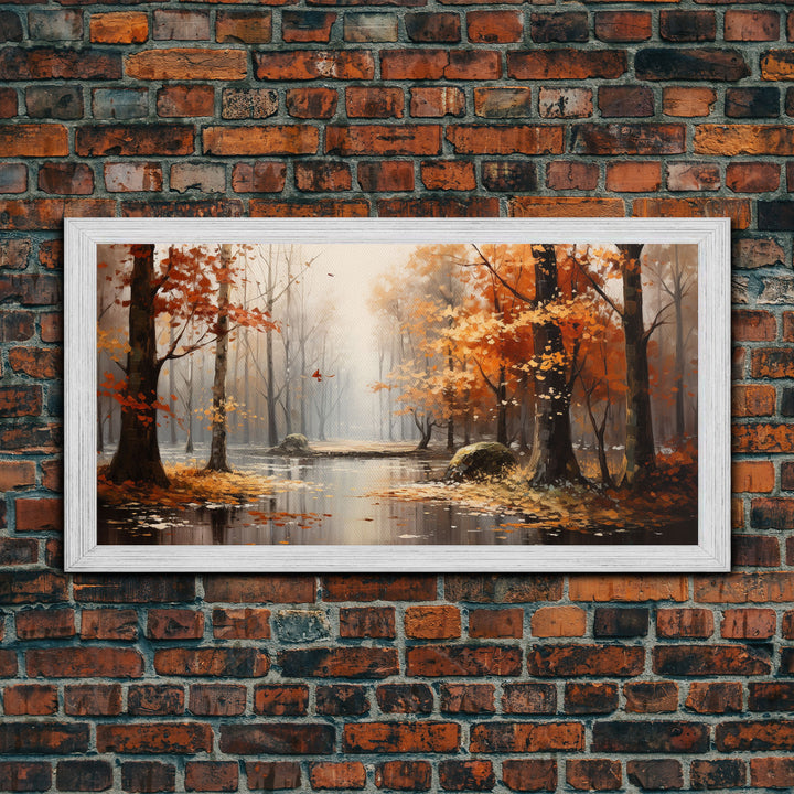 Beautiful Fall Centerpiece Landscape Painting Framed Canvas Print, Fall Decor, Thanksgiving Decor, Autumn Decor, Home Decor Fall Decorations