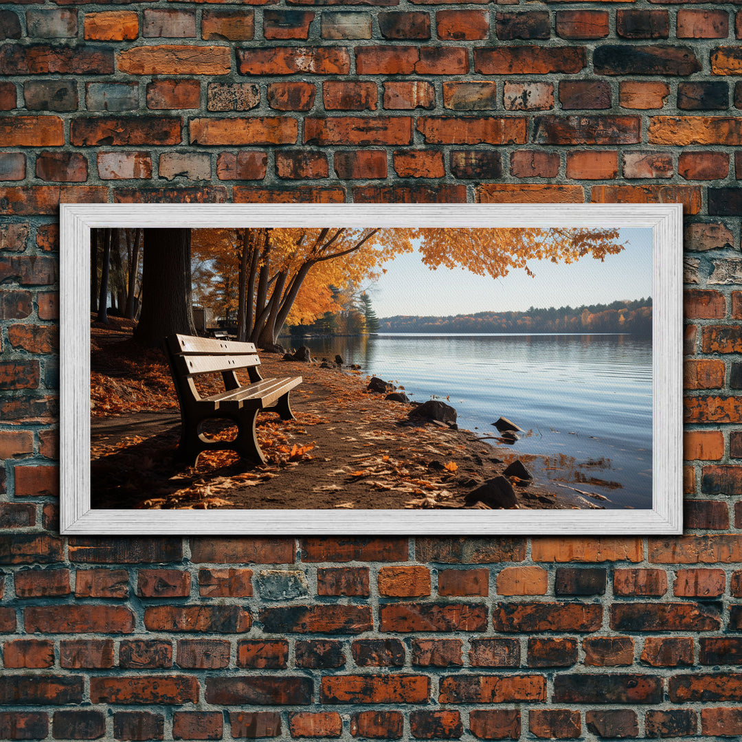 Pacific Northwest Photography Print, Beautiful Lakeside Park In The Fall, Framed Canvas Print, Photography Decor, Fall Decor