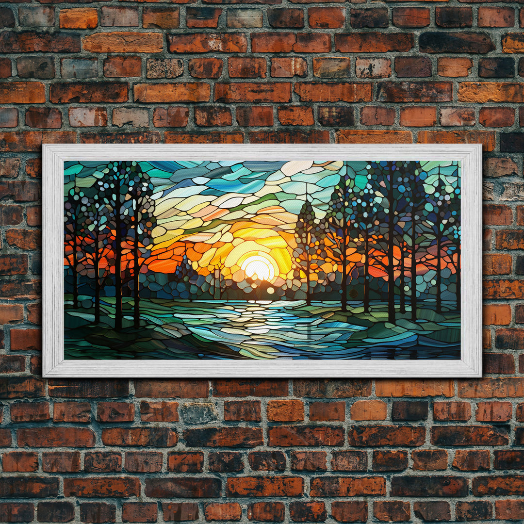 Sunset Art, Abstract Nature Print, Vibrant Art, Mosaic Wall Art, Wall Art, Canvas Print, Wall Hanging, Landscape Art, Unique Wall Decor