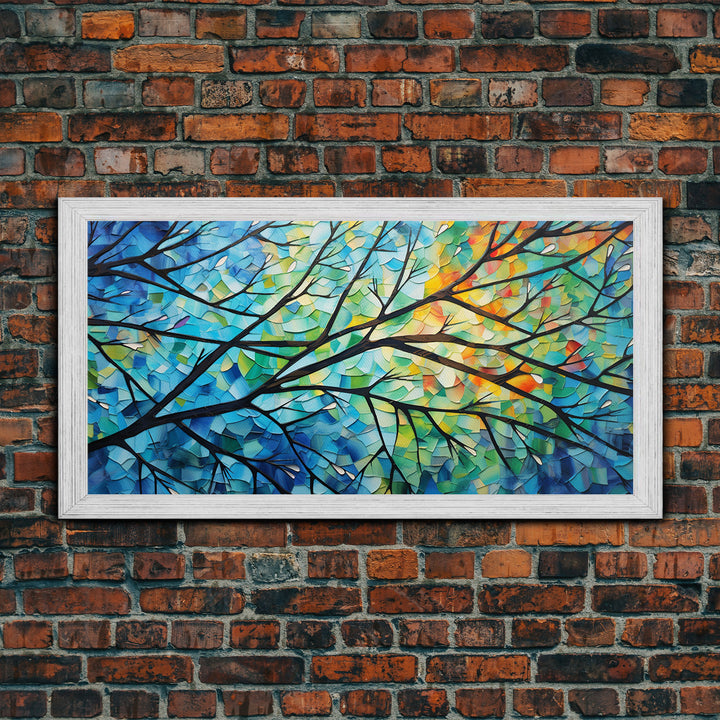 Beautiful Impasto Style Tree Branch& Leaves Canvas Print, Framed Wall Art, Above Sofa Art, Air BNB Decor, Framed Wall Decor, Centerpiece Art