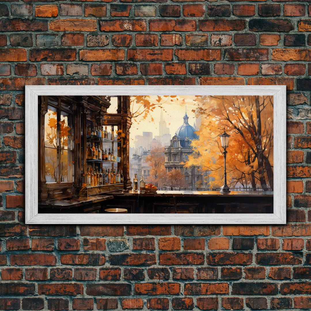 Tavern Art, Bar Wall Decor, Fall Wall Print, Canvas Print, Wall Hanging, Panoramic Art, Bar Cart Art, Kitchen Wall Decor, Bedroom Prints