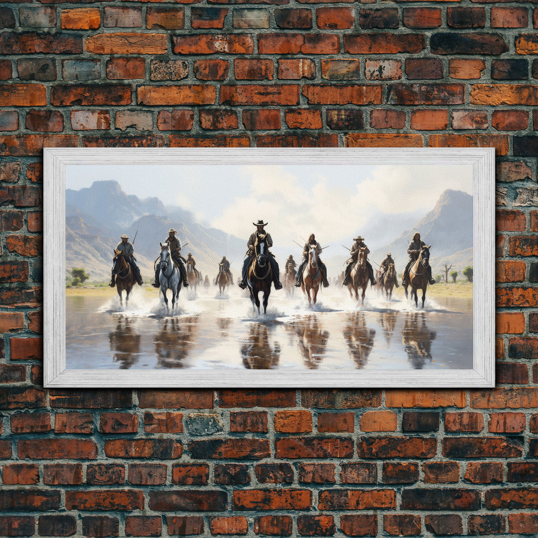 Cowboy Art Print, Western Wall Art, Horse Wall Art, Canvas Print, Wall Hanging, Panoramic Art, Ranch Decor, Western Art, College Dorm Decor