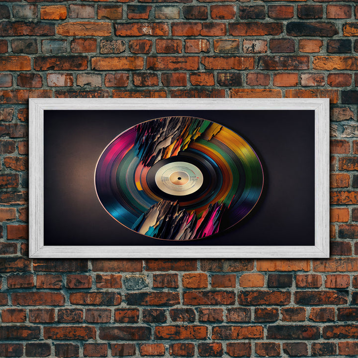 Synthwave vinyl record art, canvas print, framed wall art, interior design, musical wall art, music room decor