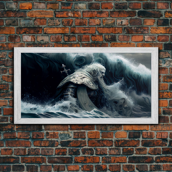 Poseidon god Framed canvas, Greek ancient decor, Mythology art, Ancient Rome print Ocean art, Neptune wall art Gamer Gift