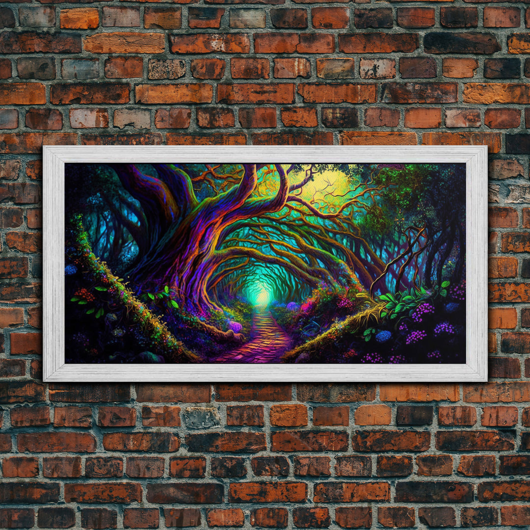 Fantasy wall art, canvas print, magical forest, fantasy landscape art, ready to hang wall art, magical glowing forest fantasy art