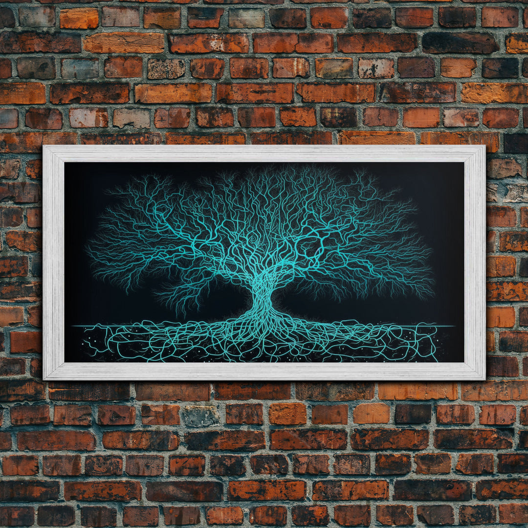 Wire Frame Yggdrasil Tree of Life, Framed Canvas Print, Canvas Art, Wall Art For Vikings, Gift For Him