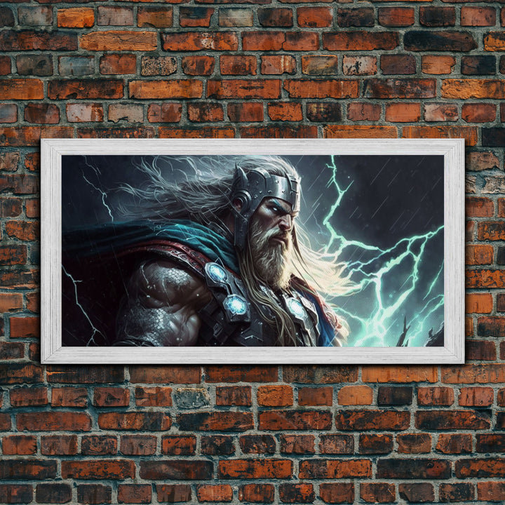 Thor God of Thunder, Framed Canvas Print, Norse Mythology Art,  Fantasy Art