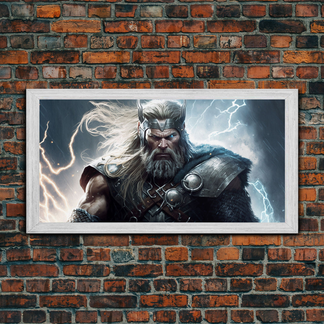 Thor Art, God of Thunder, Framed Canvas Print, Norse Mythology Art,  Fantasy Art