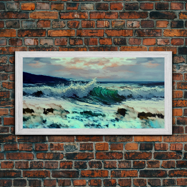 Wave, Ocean Wall Art, Impressionist Oil Painting On Canvas, Ready To Hang Large Landscape Canvas Wall Art Print With Or Without Wood Frame