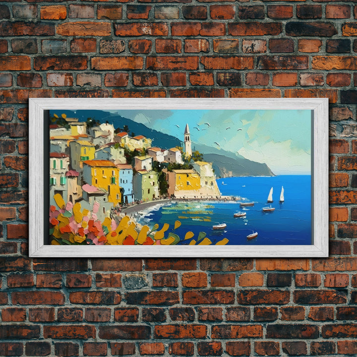 Positano Canvas Print Art, Framed Art, Amalfi Coast, Seascape Painting, Impressionist Art, Living Room Decor, Large Wall Art, Gift Ideas