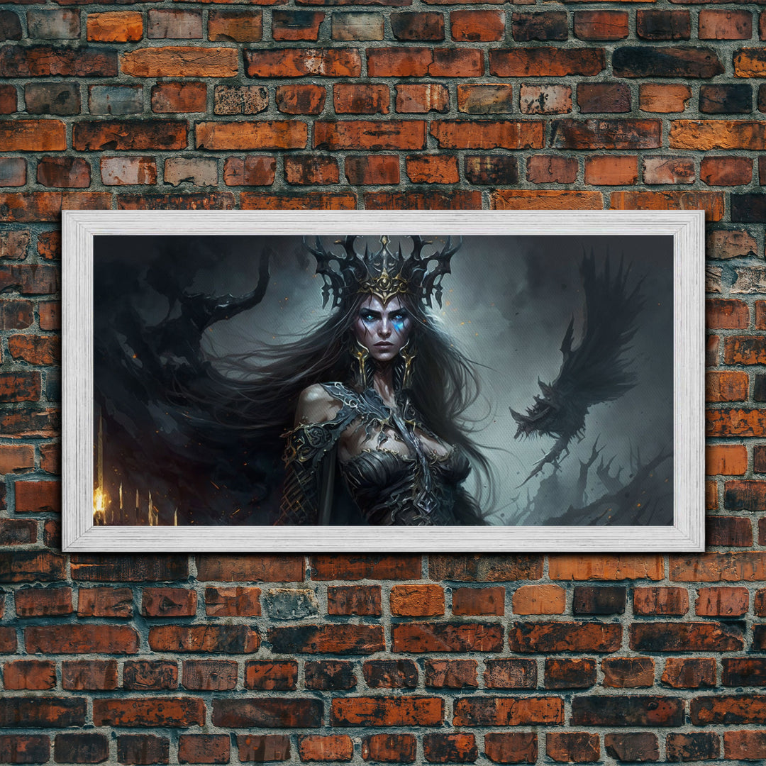 Hel, Goddess of Death, Framed Canvas Print, Norse Mythology Fantasy Art, Framed Canvas Print