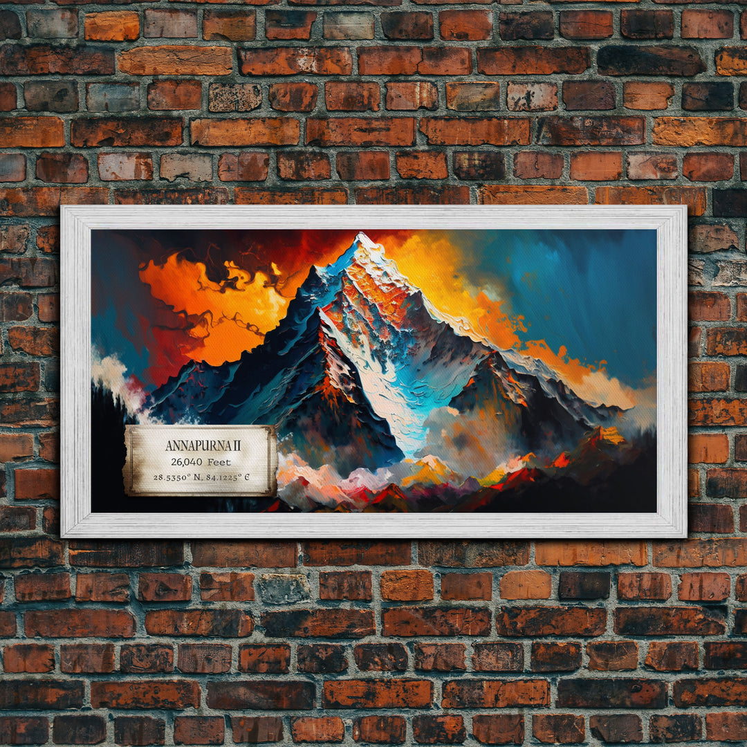 Annapurna II, Wall Art, Original Mountain Painting Print, Travel Poster, Mountain Landscape Wall Decor, Abstract Mountain Art