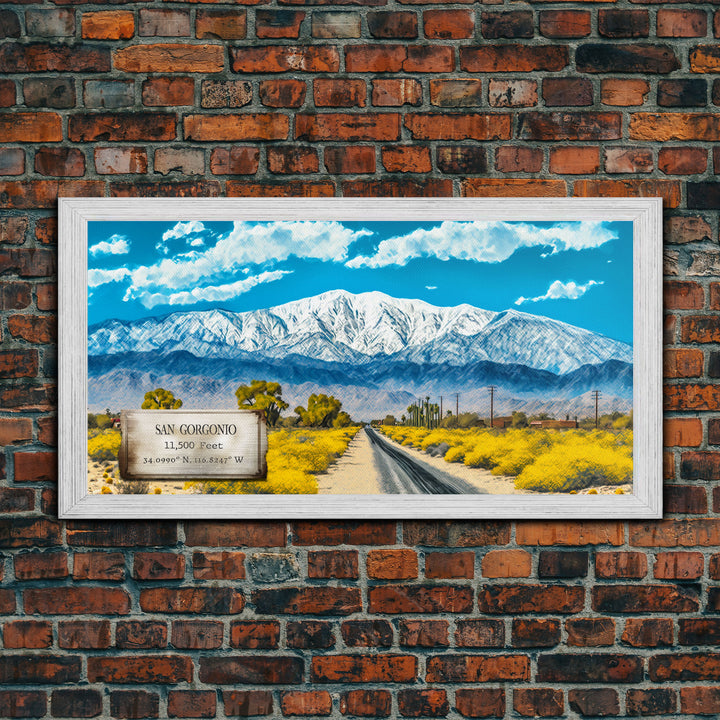 San Gorgonio Mountain, Travel Poster Wall Art, Framed Canvas Print, American Mountains, Mountain Landscape Painting, Mountains of California