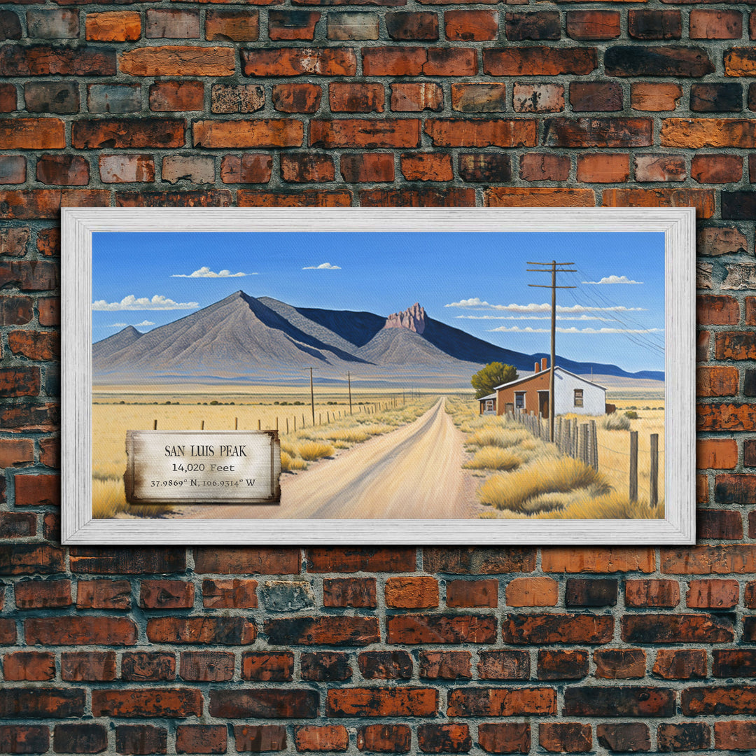 San Luis Peak, Colorado Art, Travel Poster Wall Art, Framed Canvas Print, American Mountains, Mountain Landscape Painting, Colorado Mountain