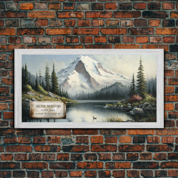 Sultan Mountain, Travel Poster Wall Art, Framed Canvas Print, American Mountains, Mountain Landscape Painting, Mountains of Colorado