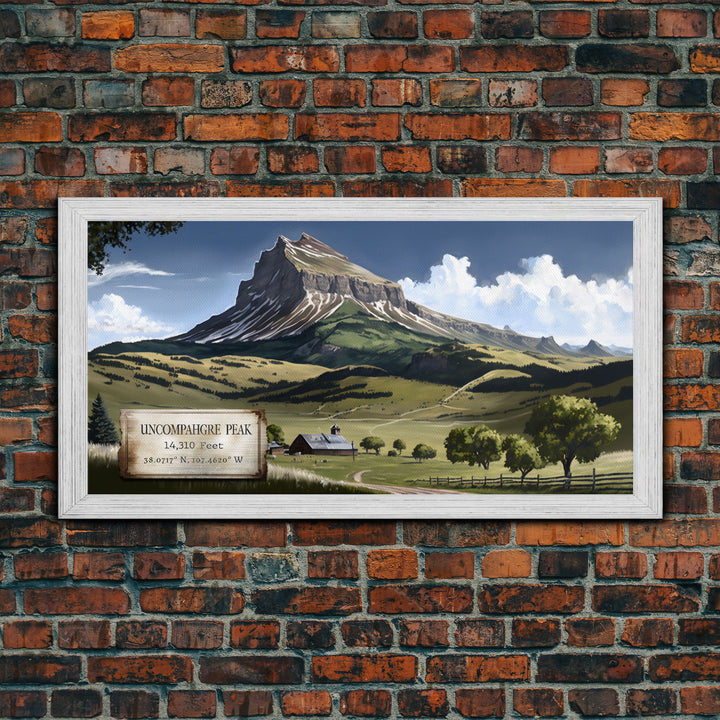 Uncompahgre Peak, Travel Poster Wall Art, Framed Canvas Print, American Mountains, Mountain Landscape Painting, Mountains of Colorado