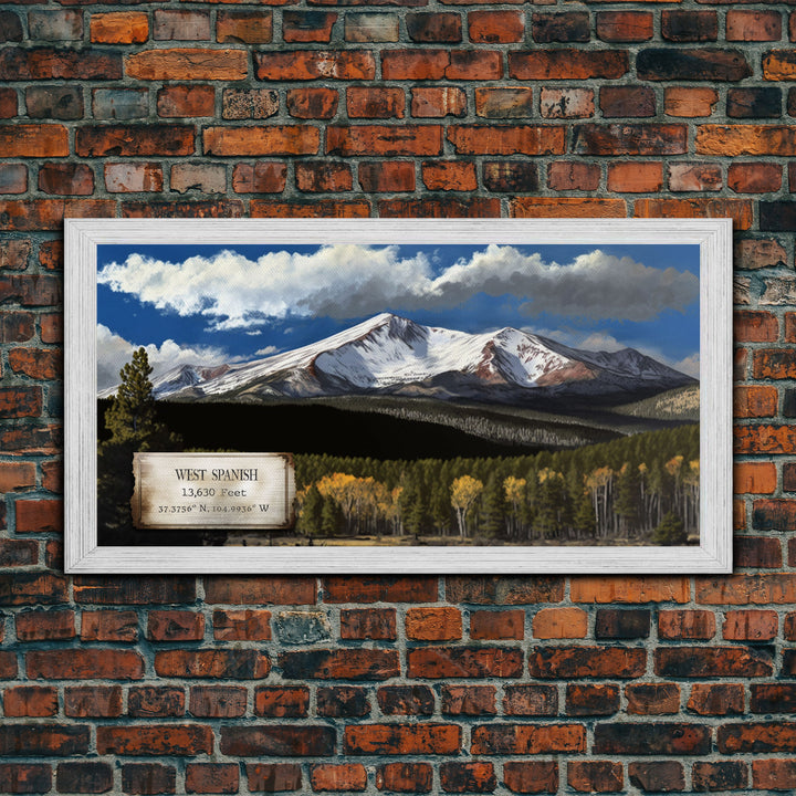 West Spanish Peak, Travel Poster Wall Art, Framed Canvas Print, American Mountains, Mountain Landscape Painting, Rocky Mountains Art