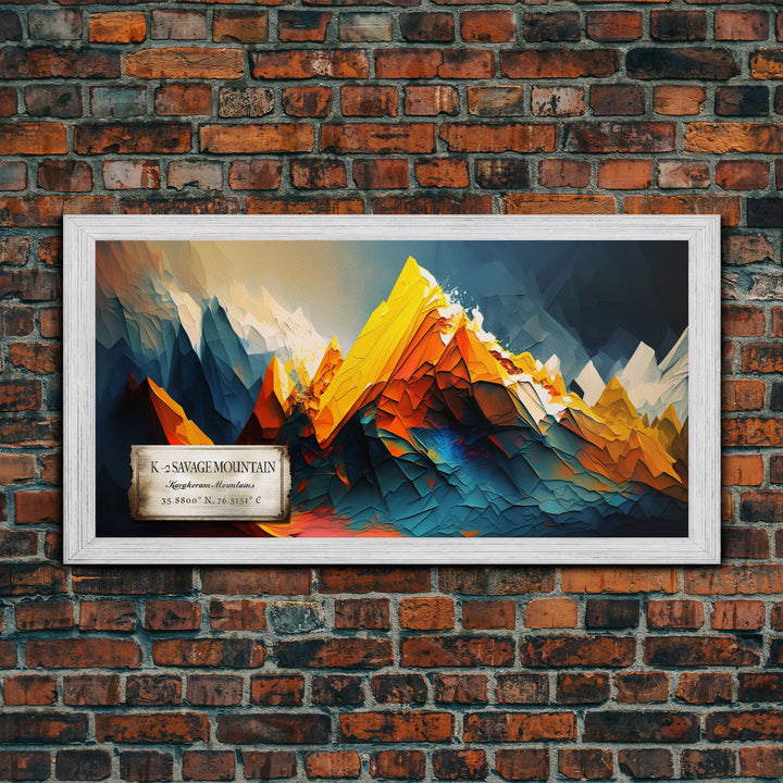 K-2 Savage Mountain, Framed Wall Art, Travel Poster / Travel Art, Mountain Painting Print