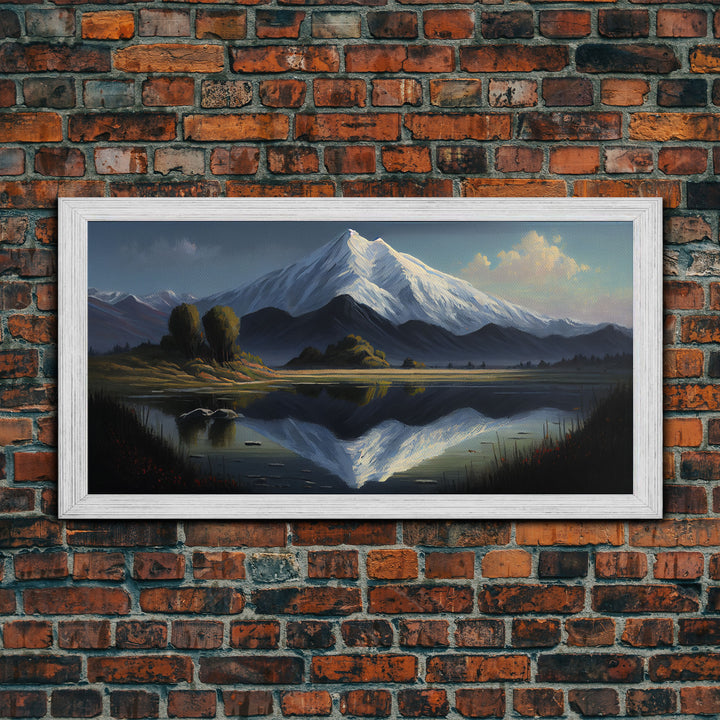 Mount Rainier, Framed Canvas Print, Mountain Landscape Painting Print, Wall Decor, Living Room Art