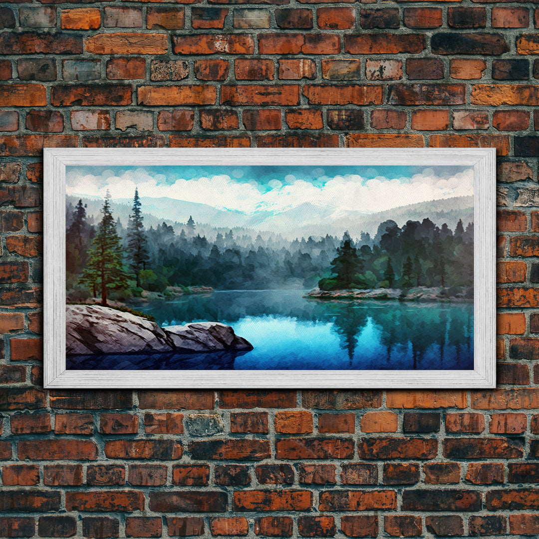 Blue Lake Art | Framed Canvas Print | Blue Lake Painting | Oregon Lake House Decor | Guest Room Landscape Painting | Trillium Lake Painting