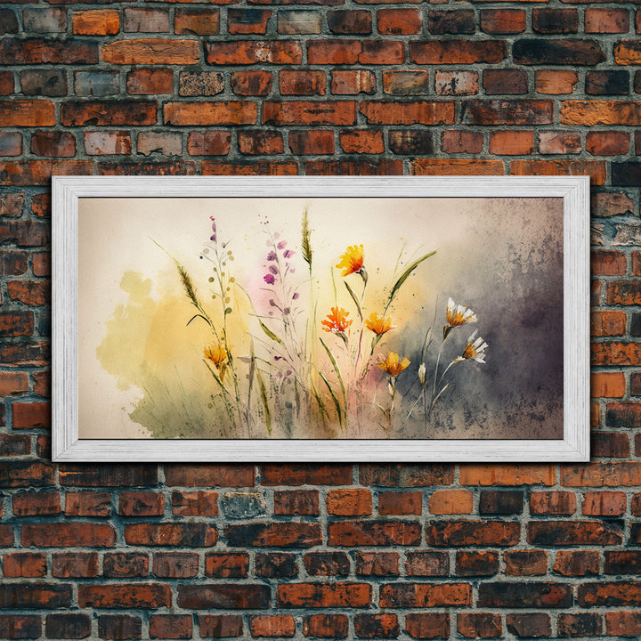 WILDFLOWERS Watercolor Floral Framed Canvas Print