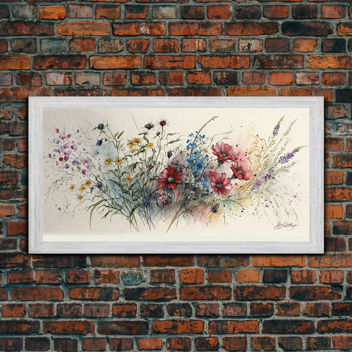 Beautiful Wildflowers, Wild Flower Art, Watercolor Floral Framed Canvas Print, Wall Art, Rustic Farmhouse Decor, Classic Art, Mother's Day