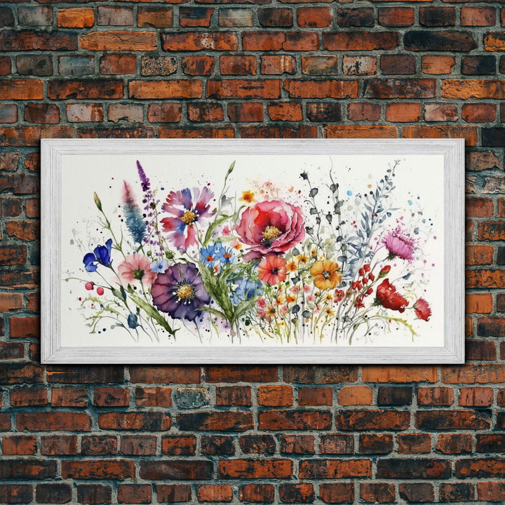 Wall Art Wildflower Watercolors, Colorful Floral Prints, Framed Canvas Print, Original Watercolor Painting Print, Mother's Day