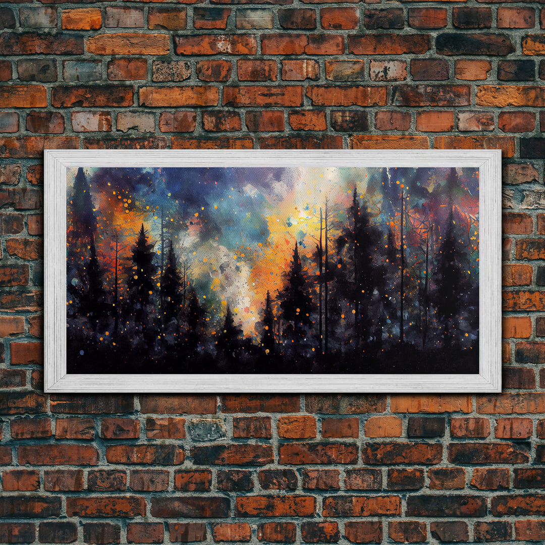 Forest Fire Abstract, Forest Landscape Wall Art, Framed Canvas Print, Pine Tree Canvas, Pine Tree Artwork, Pine Tree Canvas Art, Wall Decor