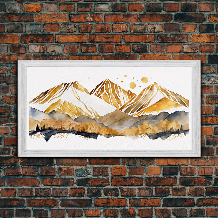 Golden Mountains Wall Art, Framed Canvas Print, Wall Decor, Mountain View, Smokey Mountain, Housewarming Gift, Mountain Painting