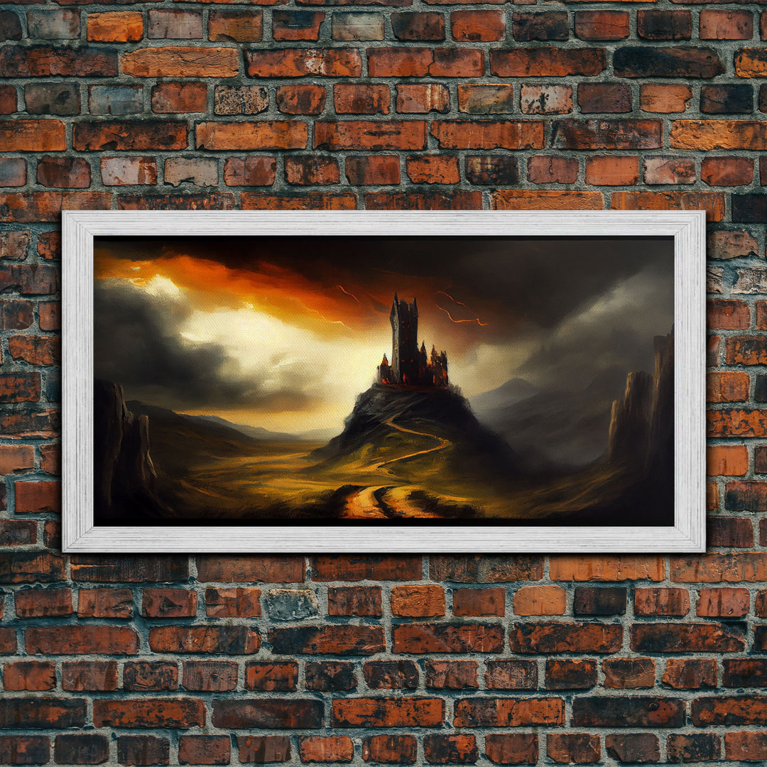 High Fantasy Art, The Dark Castle, Framed Canvas Print, Moonlit Fantasy, Custom Fantasy Art, fantasy art canvas