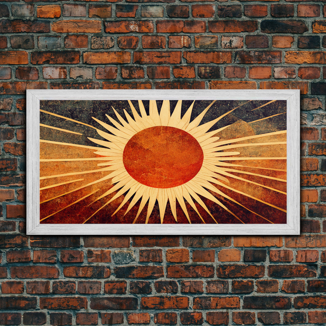 Abstract Midcentury Modern Sunburst, Canvas Print, Art Deco Style wall art, sun with sun rays, sun burst, boho style