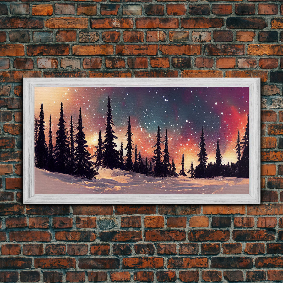 Snowfall in the forest, canvas print, winter wall art