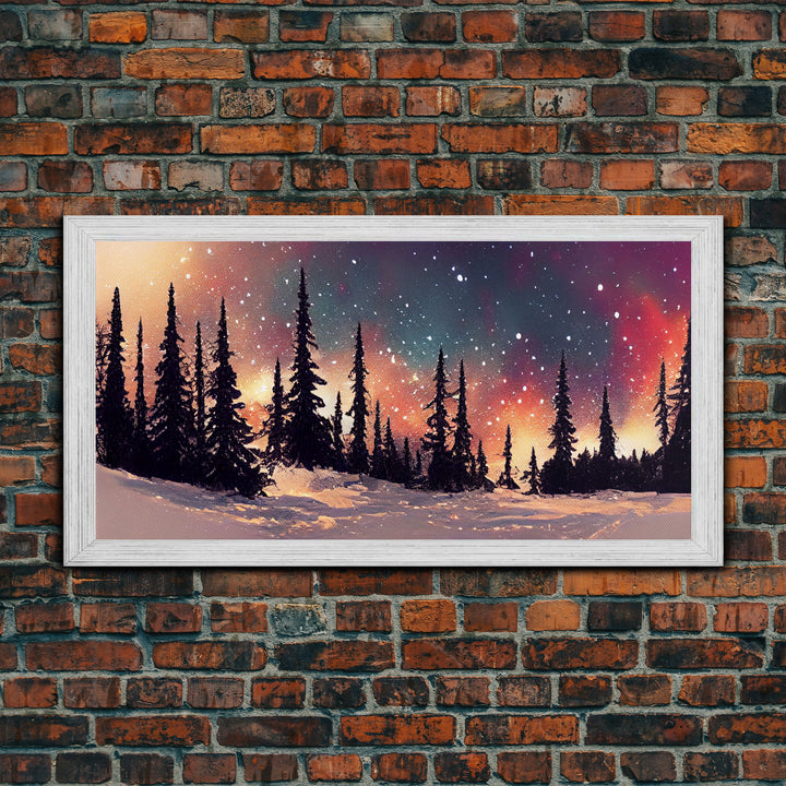 Snowfall in the forest, canvas print, winter wall art