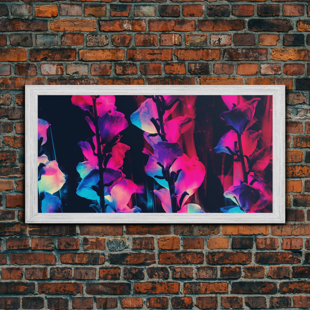 Abstract Flowers Wall Decor, Floral Wall Art, Nature Print, Panoramic Wall Decor, Canvas Print, Wall Art, Framed Canvas Art