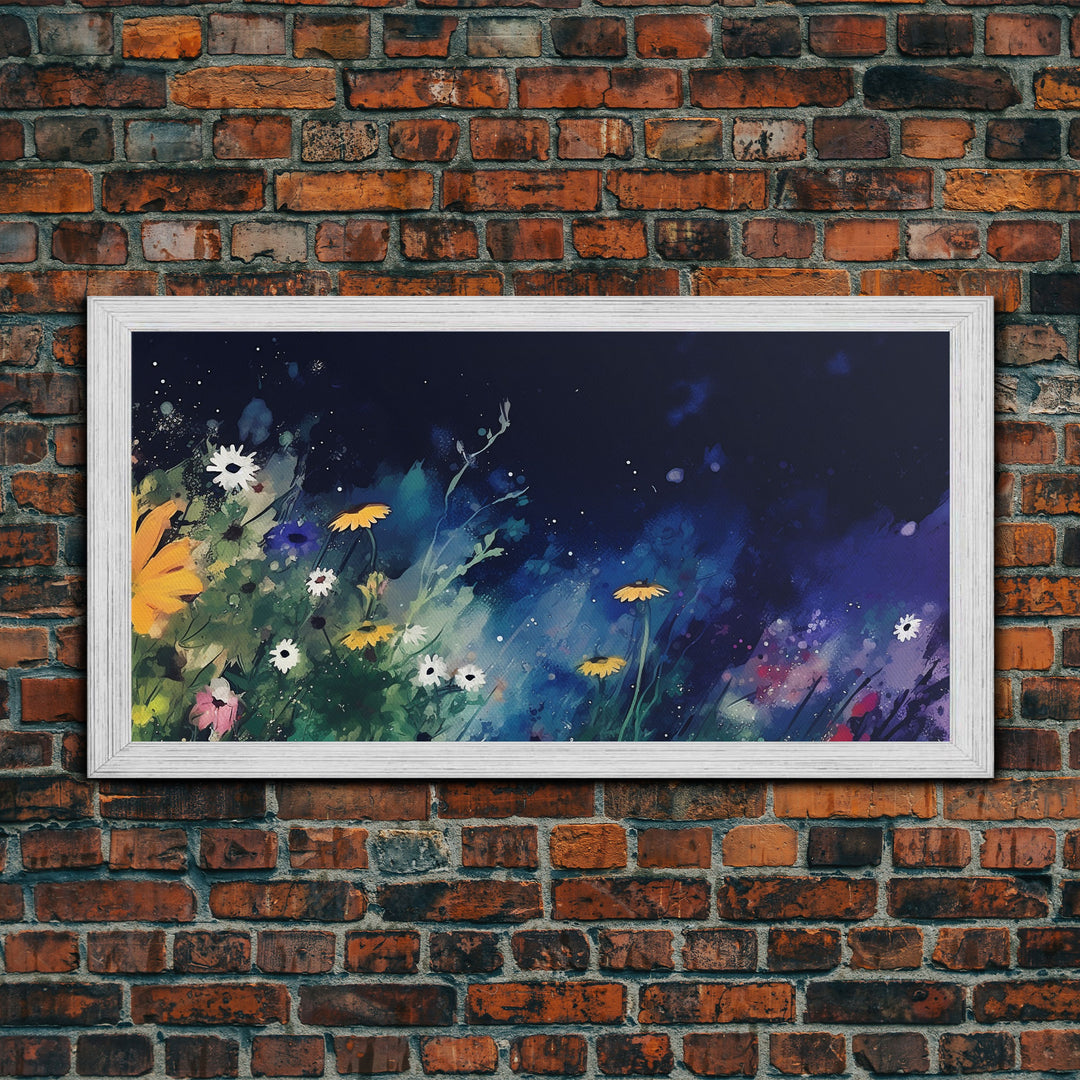 Wild Flowers Wall Decor, Floral Wall Art, Abstract Art, Nature Print, Panoramic Wall Decor, Canvas Print, Wall Art, Framed Canvas Art