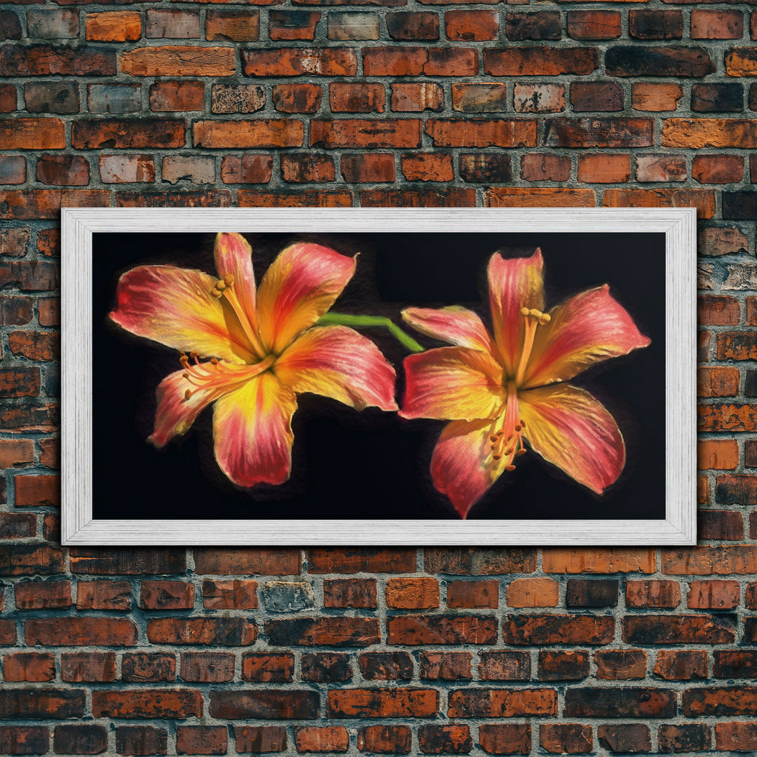 Tropical Hibiscus Flowers Wall Decor, Floral Wall Art, Nature Print, Panoramic Wall Decor, Canvas Print, Wall Art, Framed Canvas Art