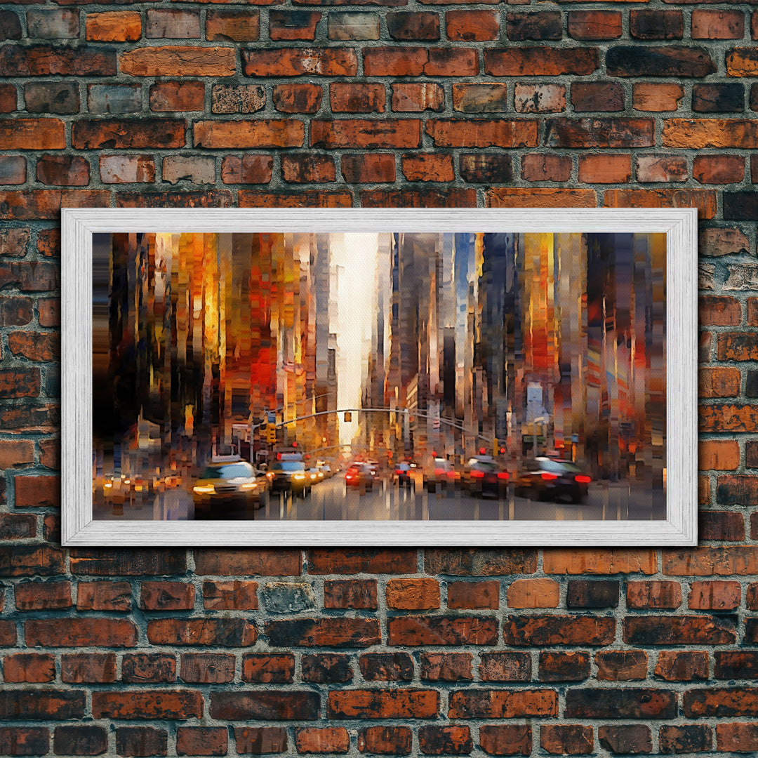 Abstract Cityscape Wall Art, City Wall Decor, Urban Art, Traffic Wall Art, Panoramic Wall Decor, Canvas Print, Wall Art, Framed Canvas Art