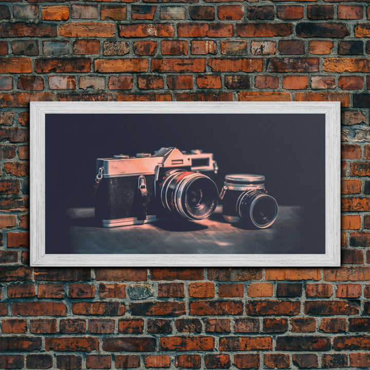 Film Camera Wall Decor, Camera Wall Art, Retro Wall Art, Photography Art, Panoramic Wall Decor, Canvas Print, Wall Art, Framed Canvas Art