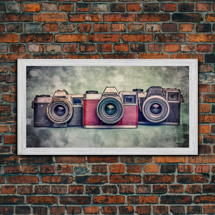 Film Camera Wall Decor, Retro Camera Wall Art, Red Camera, Photography Art, Panoramic Wall Decor, Canvas Print, Wall Art, Framed Canvas Art