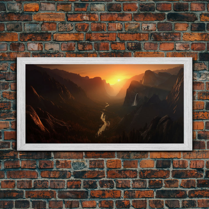 Sunset Over Canyon Wall Decor, Canyon River Wall Art, Landscape Wall Decor, Panoramic Wall Decor, Canvas Print, Wall Art, Framed Canvas Art