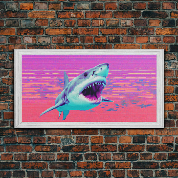 Shark Wall Art, Animal Wall Decor, Ocean Wall Art, Nature Wall Decor, Panoramic Wall Decor, Canvas Print, Wall Art, Framed Canvas Art