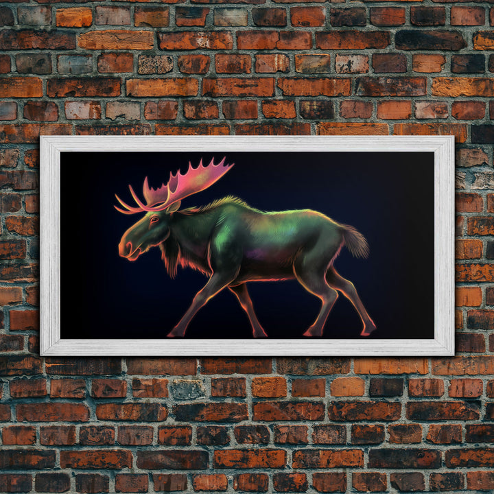 Abstract Moose Wall Art, Animal Art Print, Nature, Minimalist Wall Art, Panoramic Wall Decor, Canvas Print, Wall Art, Framed Canvas Art