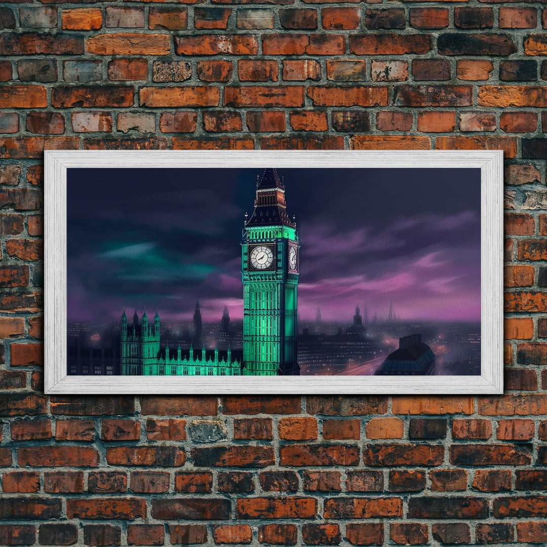 Big Ben Wall Art, London Landscape, Cityscape Wall Art, England Wall Decor, Panoramic Wall Decor, Canvas Print, Wall Art, Framed Canvas Art