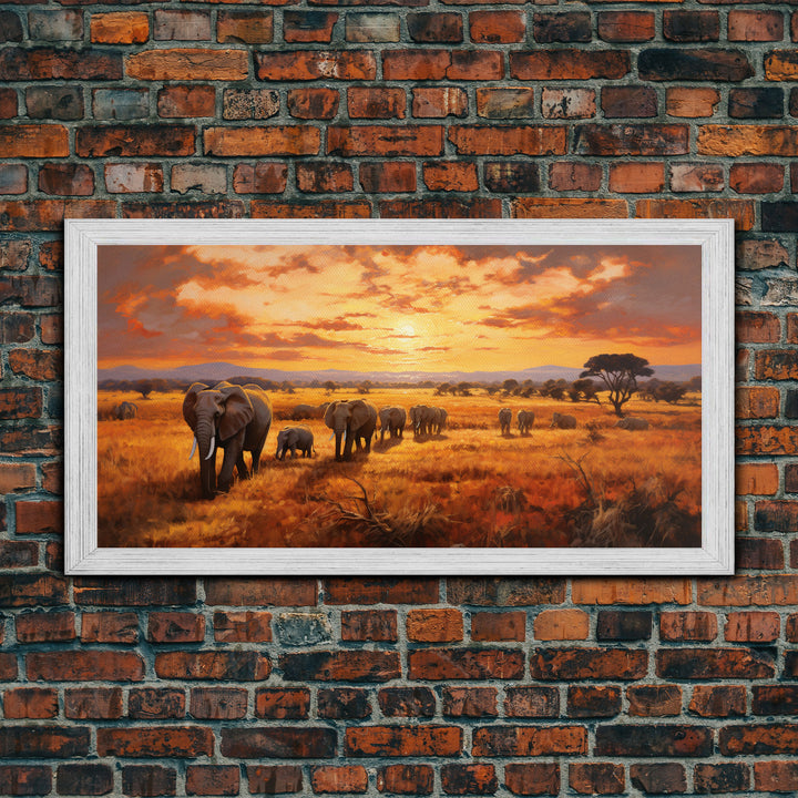 Elephant Wall Art, Animal Art, Safari Wall Art, Panoramic Art, Wall Art, Canvas Art, Landscape Art, Rustic Wall Decor, Military Gift, Prints