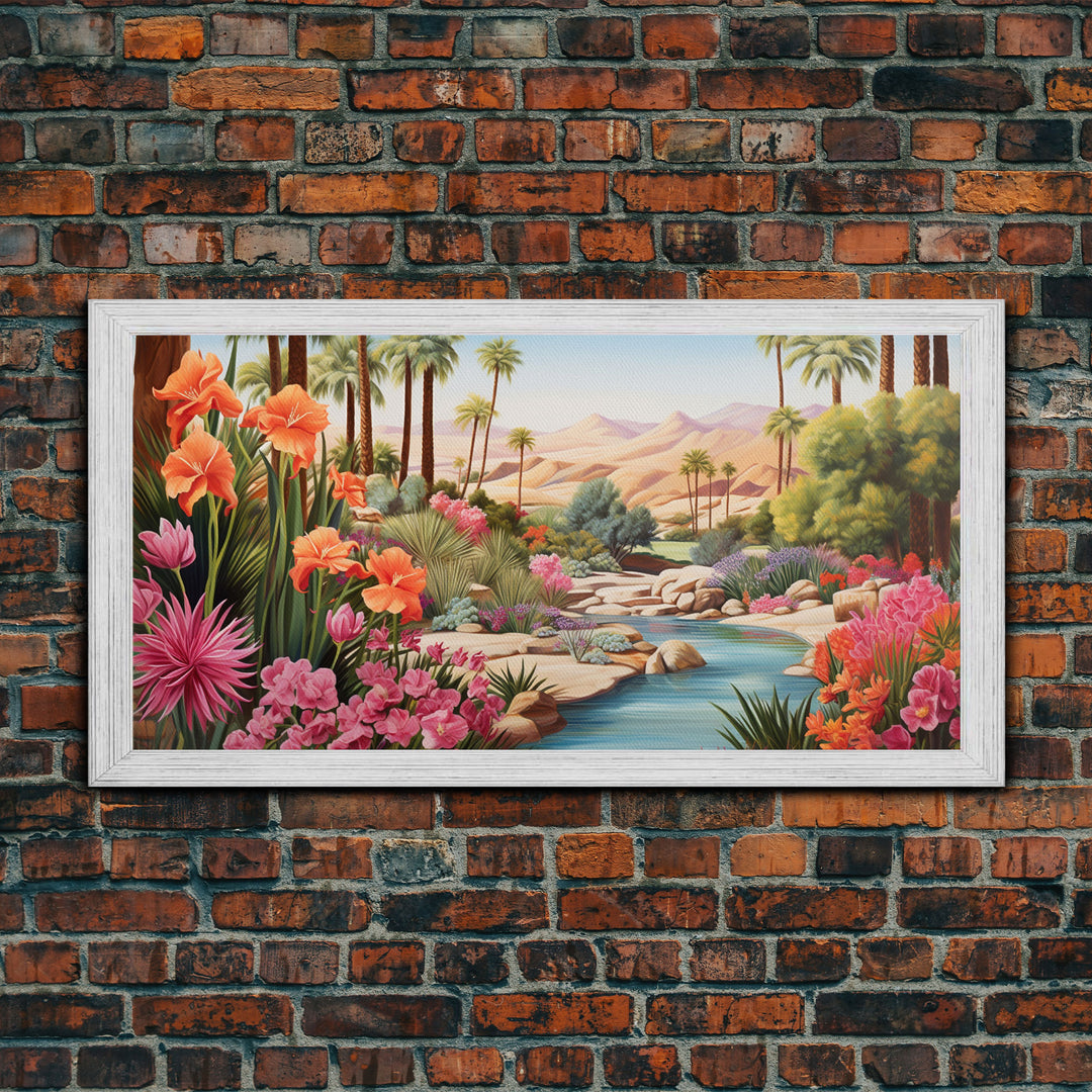 Summer Art, Desert Landscape Wall Art, Mountains Wall Print, Palm Trees Art, Panoramic Art, Wall Art, Canvas Art, Landscape Art, Office Art